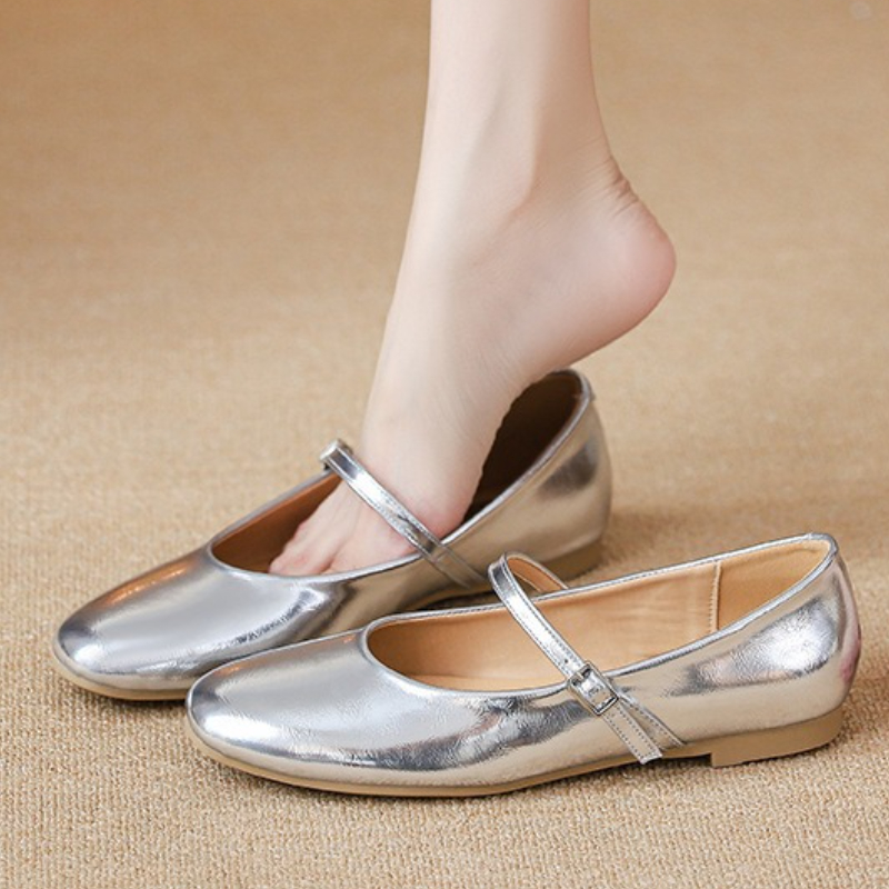 Women Shoes With Heels - Chaussures plates de ballet argentées pour