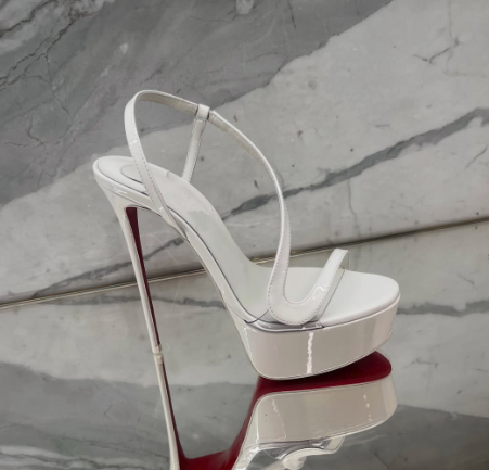 Metallic Heel Sandal - Sandales à plateforme en cuir métallisé,