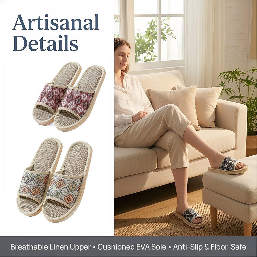 Chaussons en lin quatre saison - Women'S Shoes Non Slip avis et prix