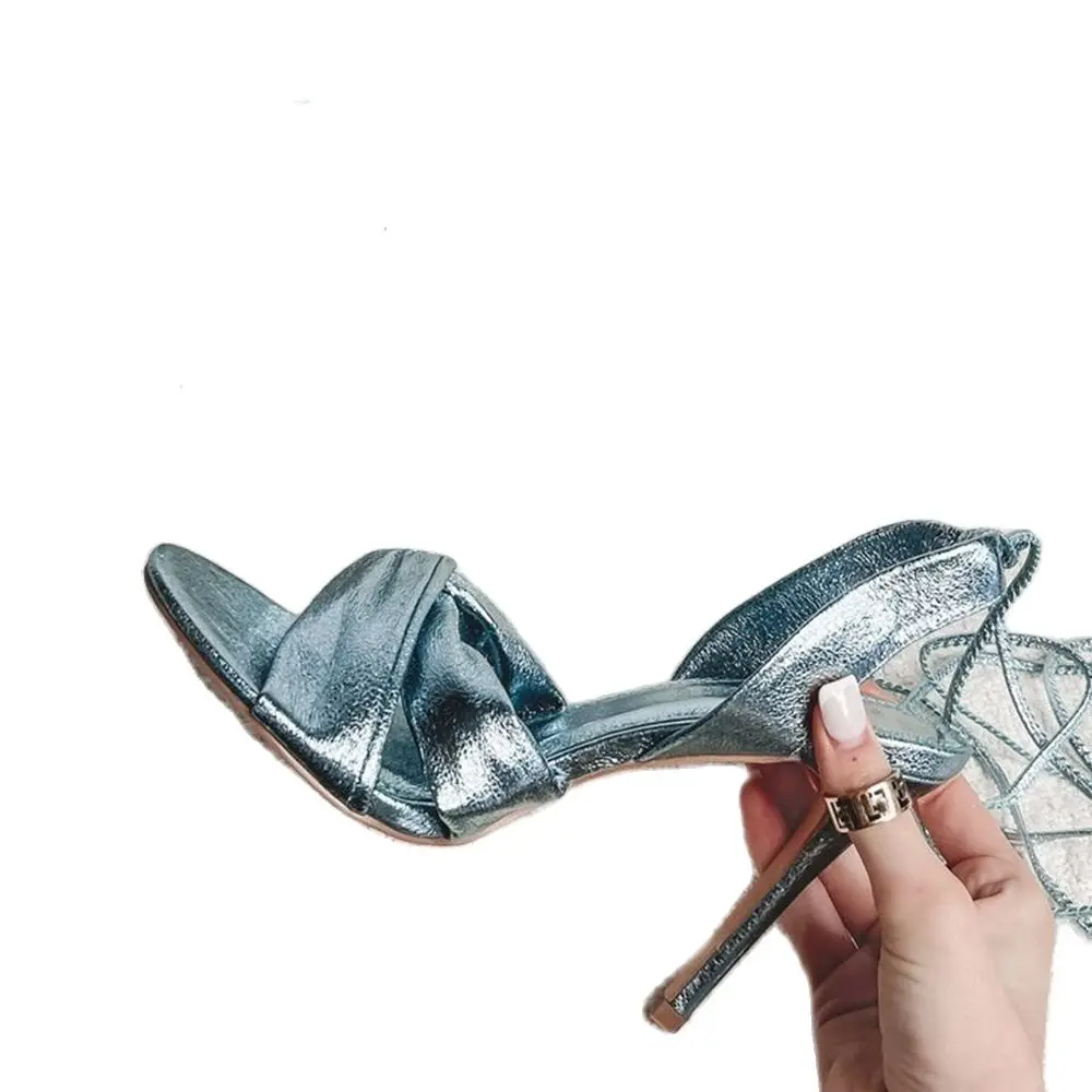 Sandales à Talons Ronds Bleu D - Metallic Heel Sandal avis et prix