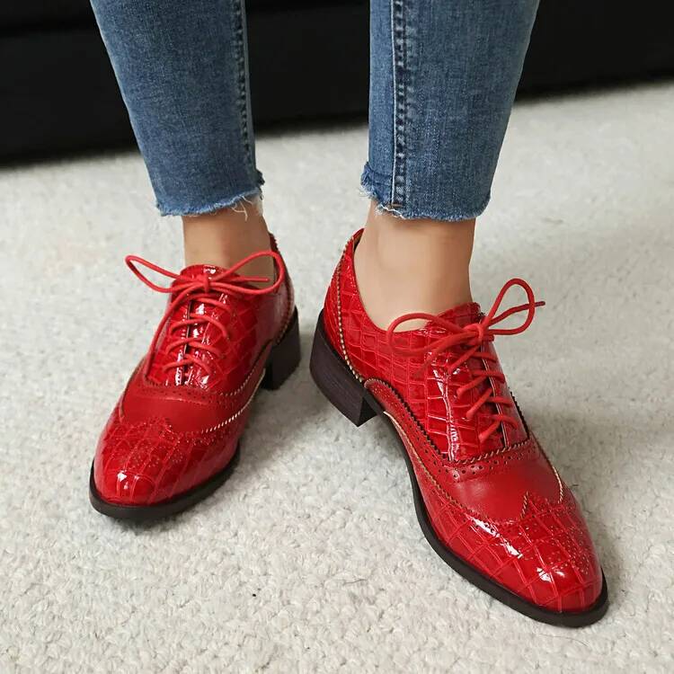 Chaussures basses à lacets pou - Oxford Lace Up Women avis et prix