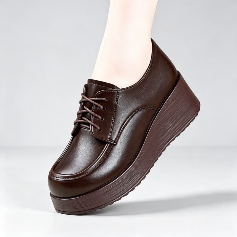 Chaussures compensées en cuir  - Oxford Lace Up Women avis et prix