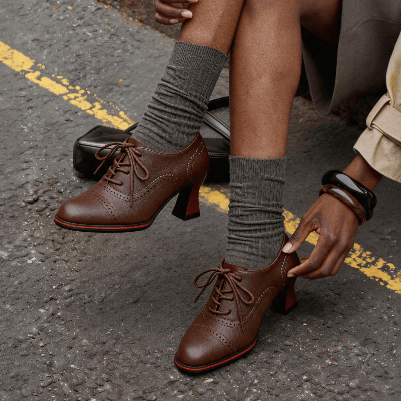 Chaussures Oxford à talons mi- - Oxford Lace Up Women avis et prix